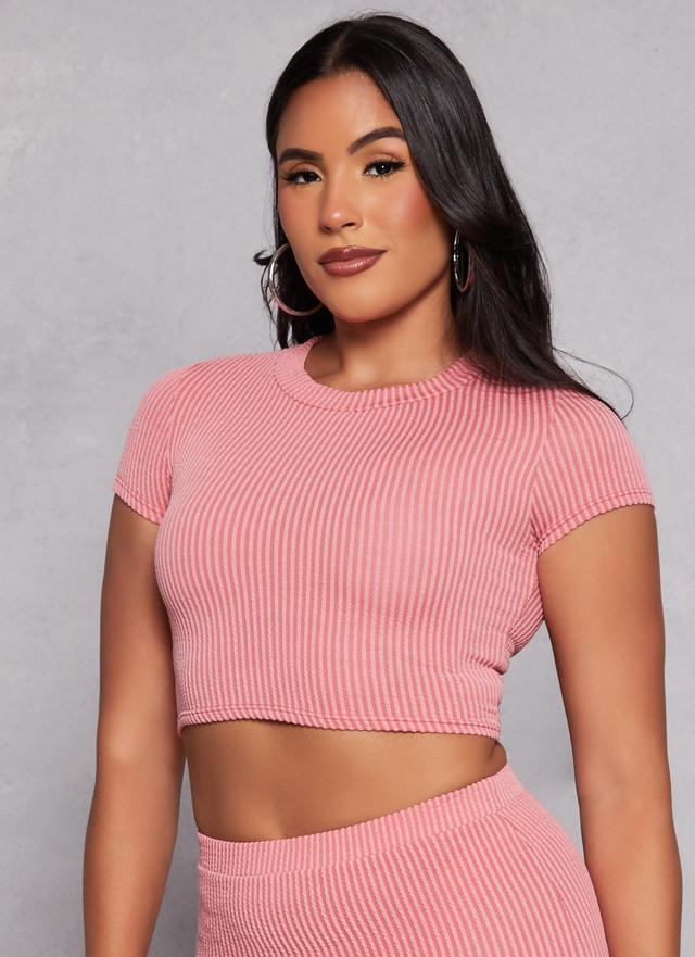 Womens Ribbed Short Sleeve Crop Top Product Image