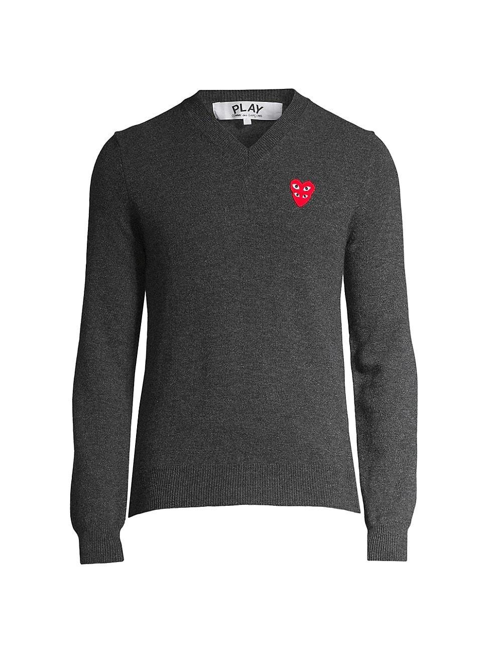 Mens Play Double Heart V-Neck Pullover Product Image