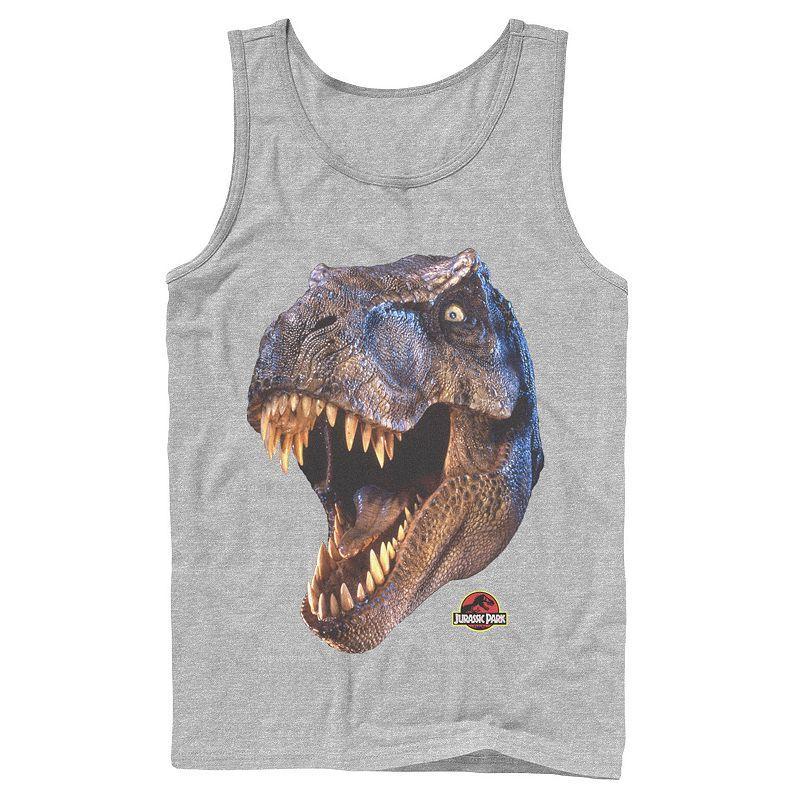 Mens Jurassic Park T-Rex Head Roar Tank Top Grey Product Image