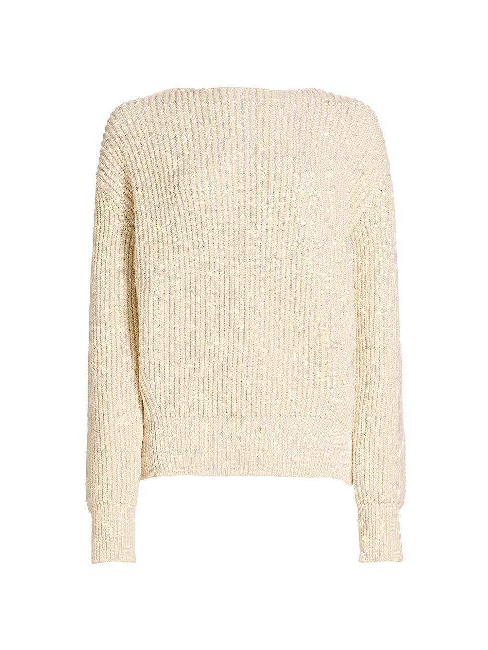 Womens Bow-Detailed Rib-Knit Sweater product image