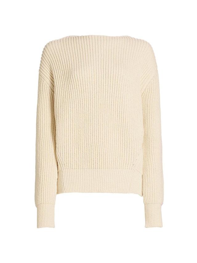 Womens Bow-Detailed Rib-Knit Sweater Product Image