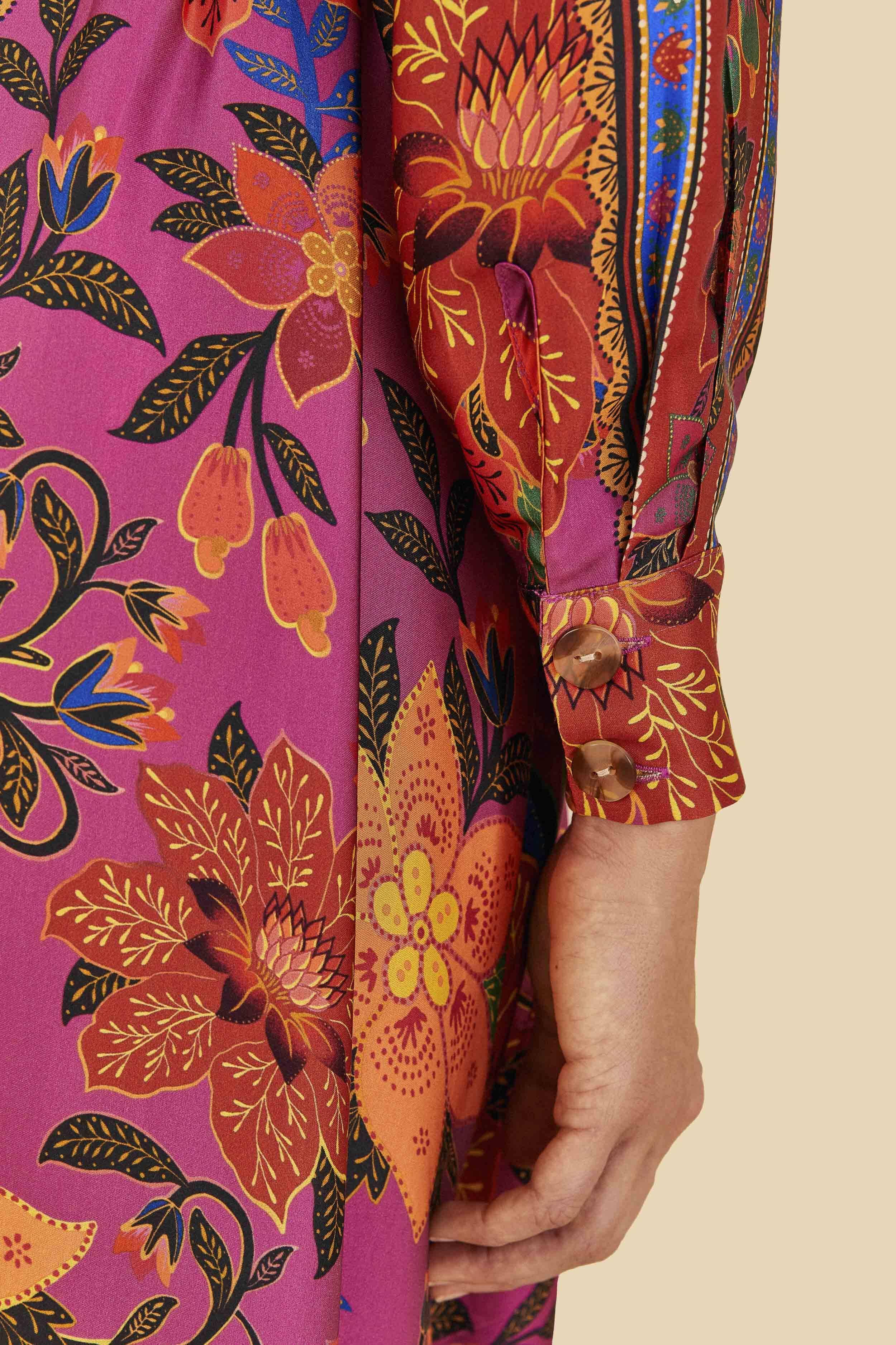 Pink Tropical Tapestry Lenzing™ Ecovero™ Viscose Shirtdress Product Image