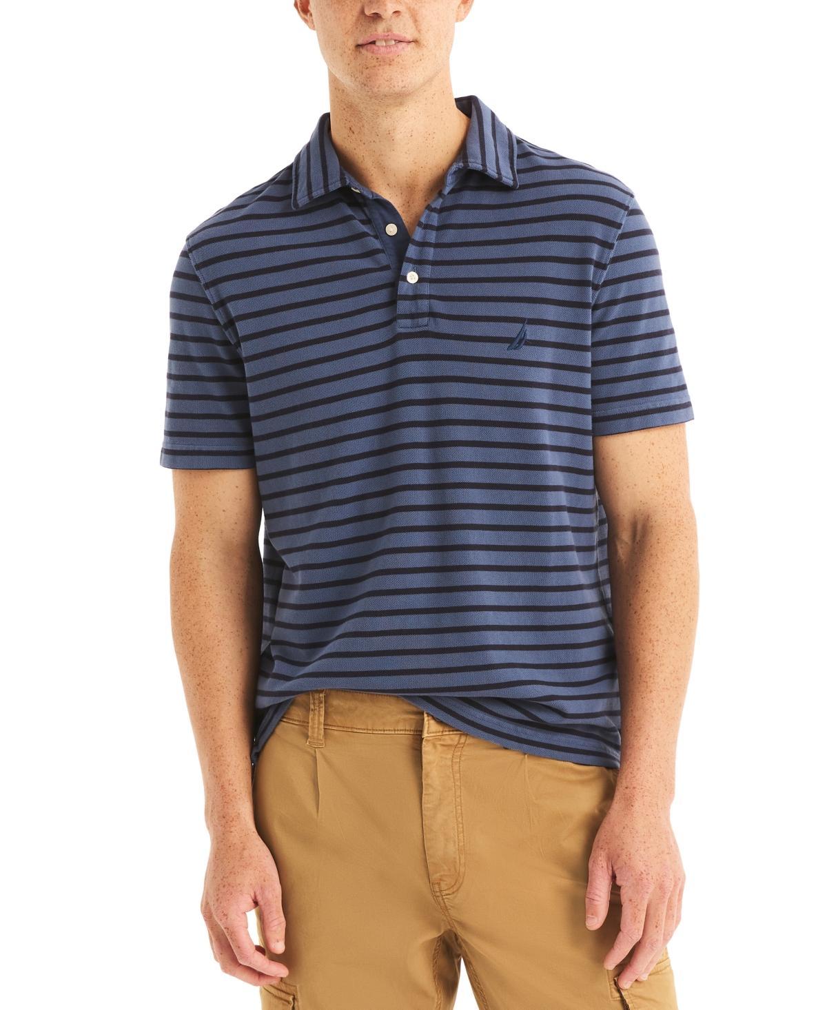 Nautica Mens Striped Pique Short Sleeve Polo Shirt Product Image