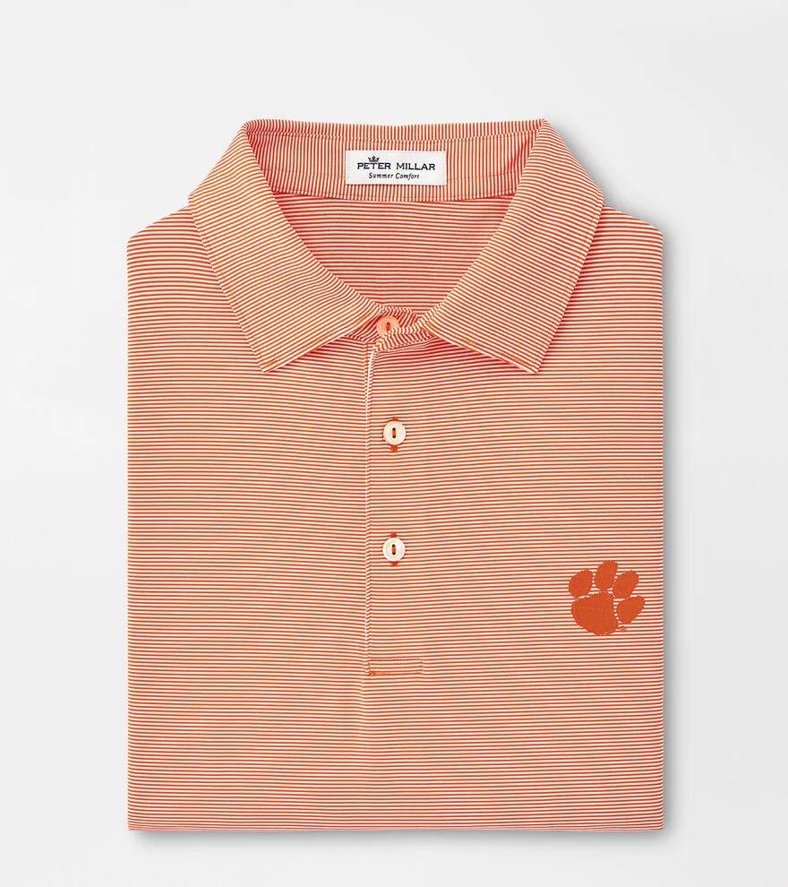 Peter Millar Mens Clemson Jubilee Stripe Performance Polo | Color: Orange | Size: M Product Image