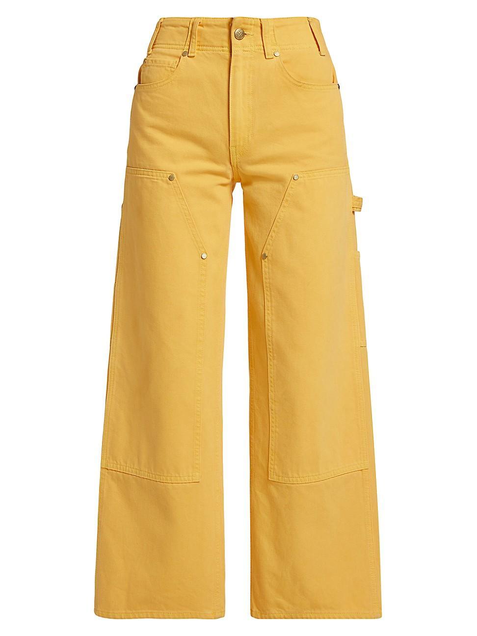 The Olympia Wide-Leg Cropped Carpenter Denim Jeans Product Image