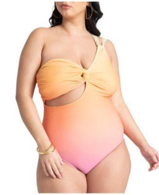 Plus Size One Strap Cutout Detail One Piece Product Image