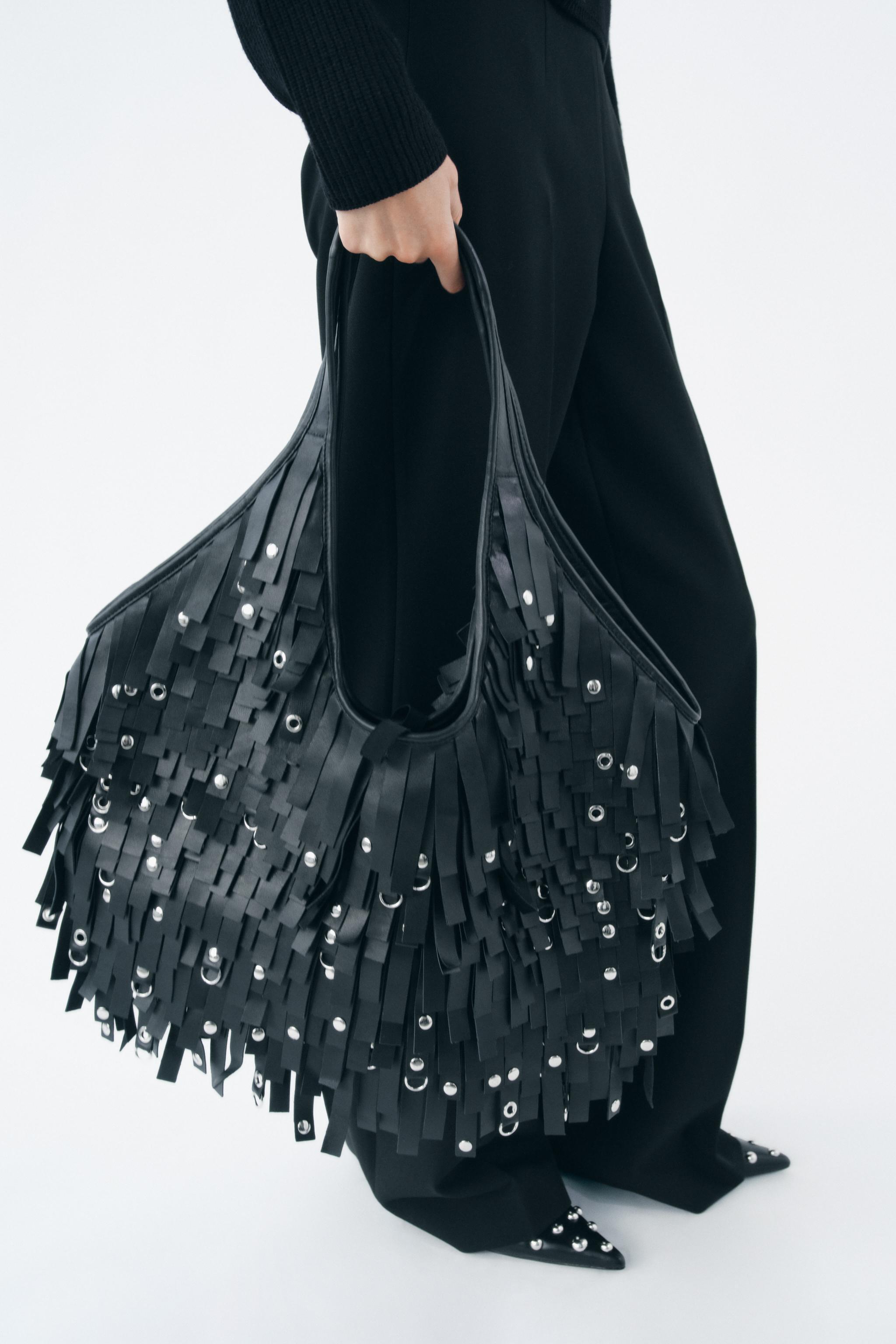 FRINGED LEATHER MAXI TOTE BAG Product Image