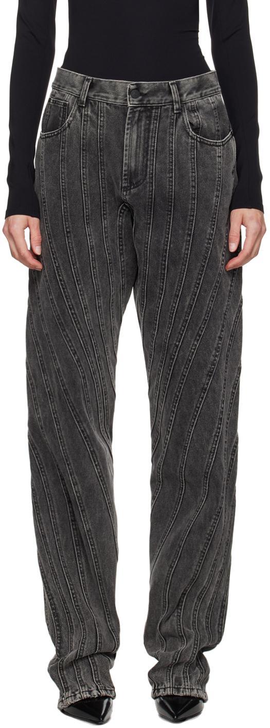 MUGLER Black Washed Spiral Baggy Jeans Product Image