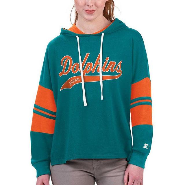 Womens Starter Aqua Miami Dolphins Bump And Run Long Sleeve Hoodie T-Shirt Turquoise A Product Image