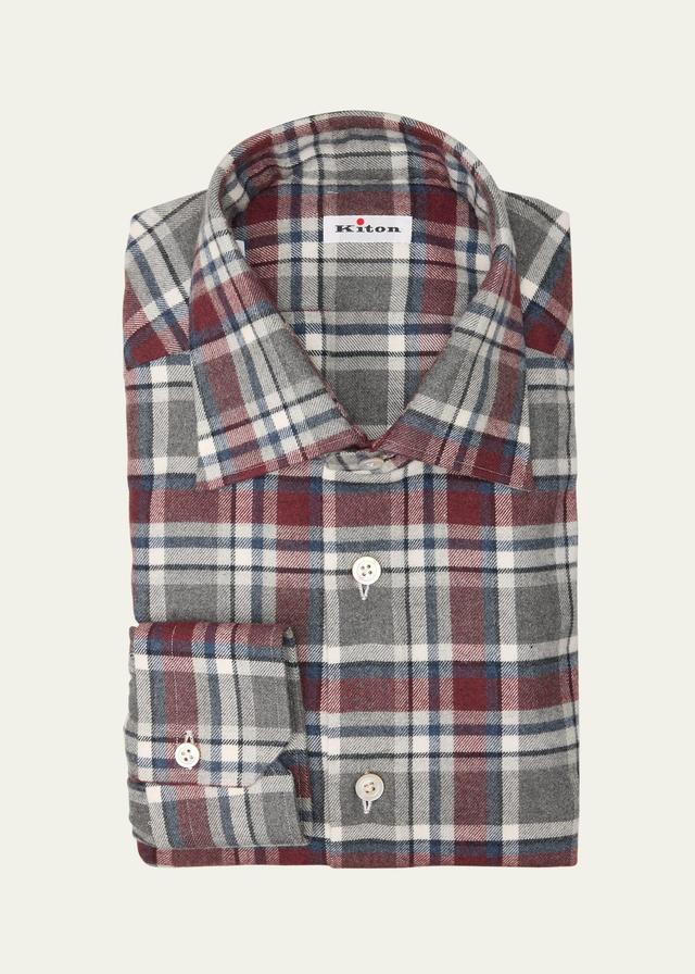 Mens Plaid Flannel Casual Button-Down Shirt Product Image