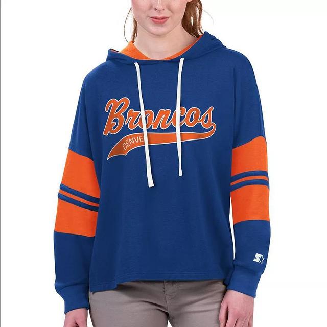 Womens Starter Royal Denver Broncos Bump And Run Long Sleeve Hoodie T-Shirt Product Image