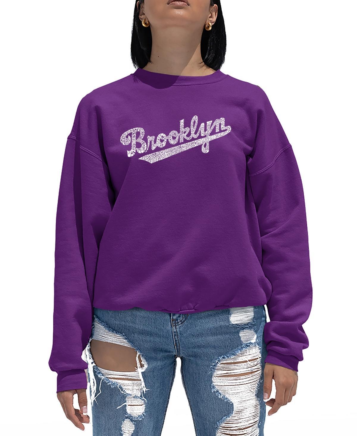 Womens Crewneck Word Art Brooklyn Neighborhoods Sweatshirt Top Product Image