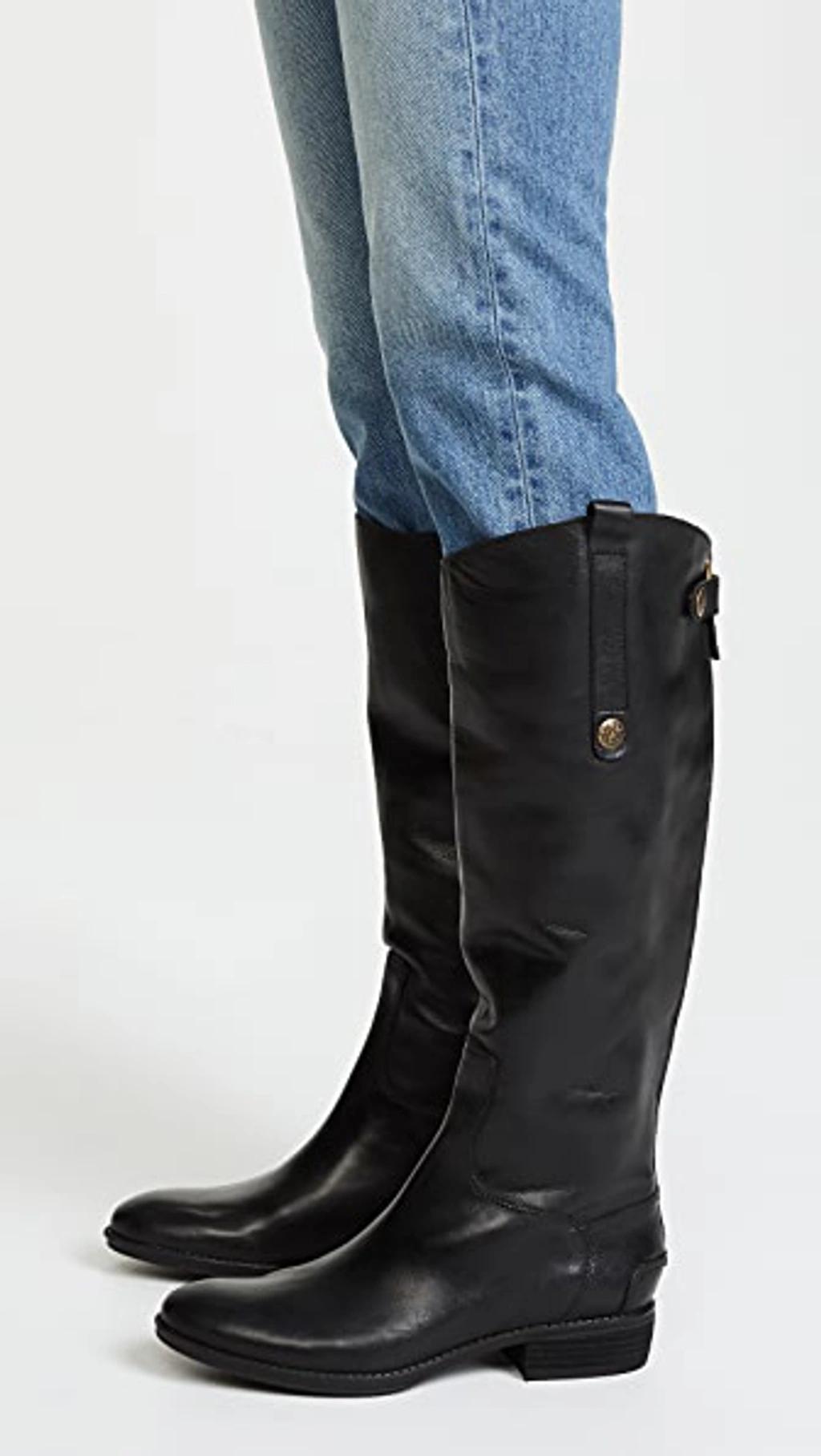 SAM EDELMAN Penny Leather Riding Boots In Black Product Image