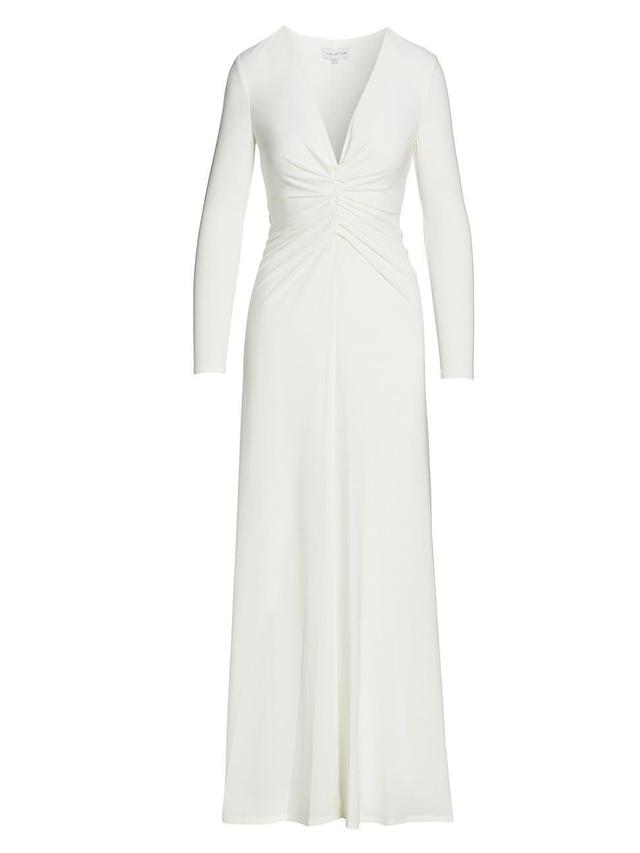 Womens V-Neck Ruched Jersey Gown Product Image