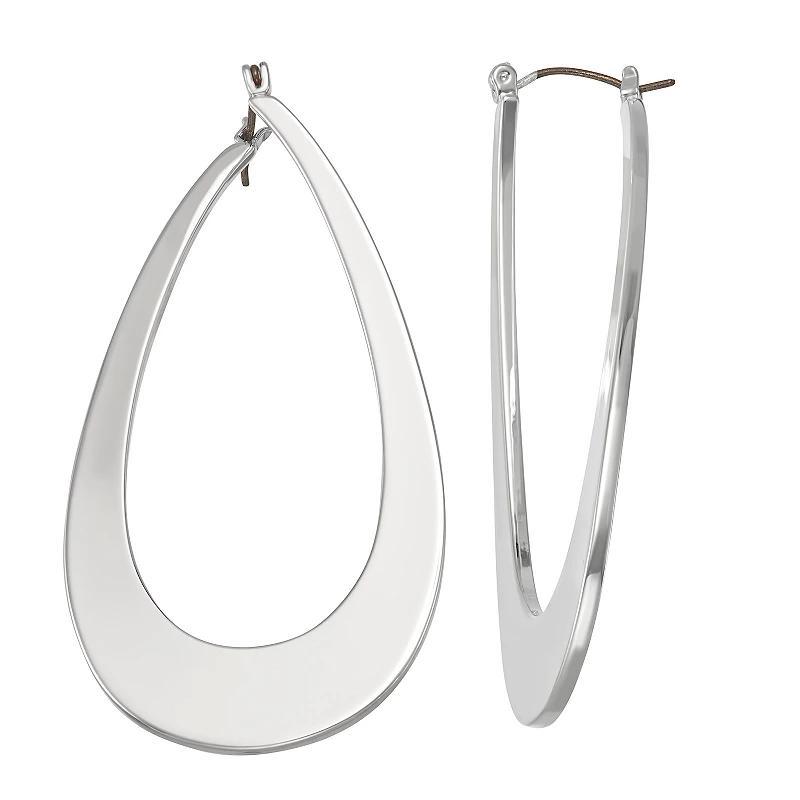 Nine West Silver Tone Large Teardrop Earrings, Womens Product Image