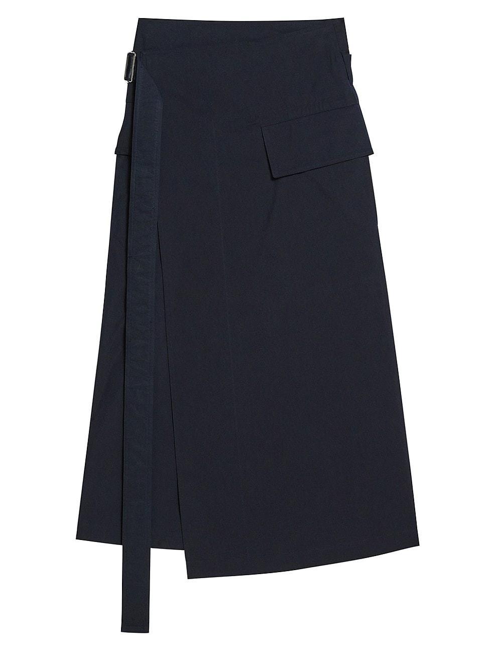 Womens Trench Cotton-Blend Wrap Midi Skirt product image