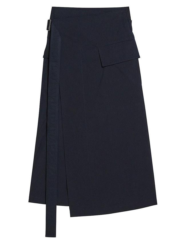 Womens Trench Cotton-Blend Wrap Midi Skirt Product Image