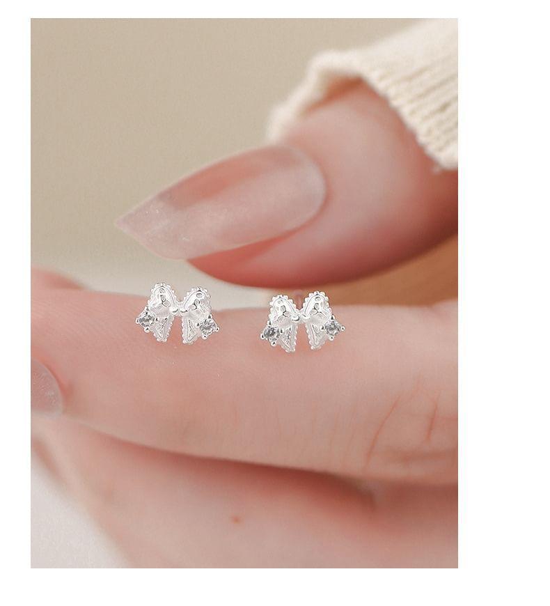 925 Sterling Silver Bow Stud Earring Product Image