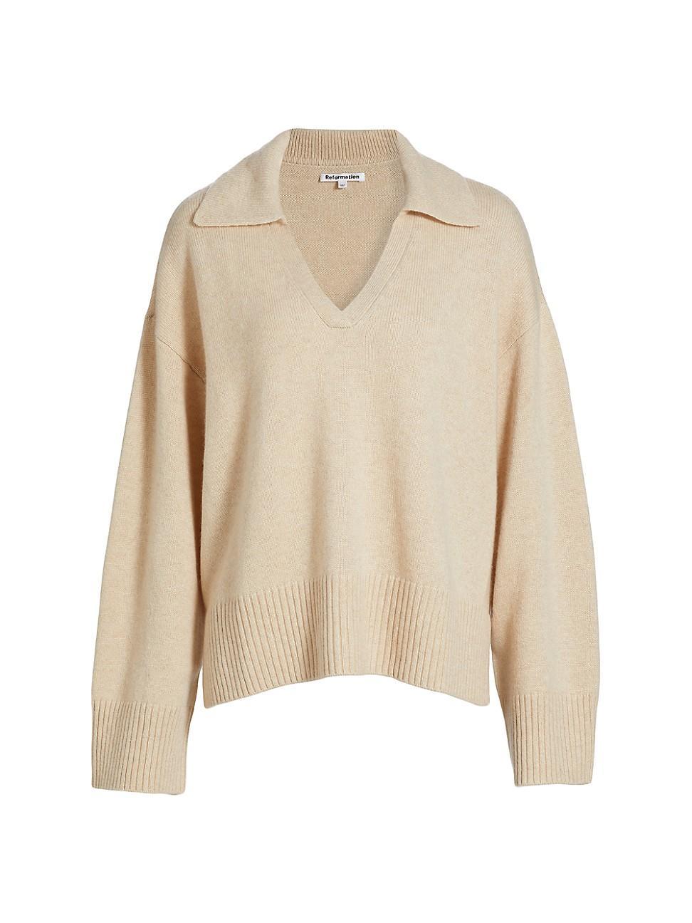 Womens Sawyer Oversized Cashmere & Wool Polo Sweater Product Image