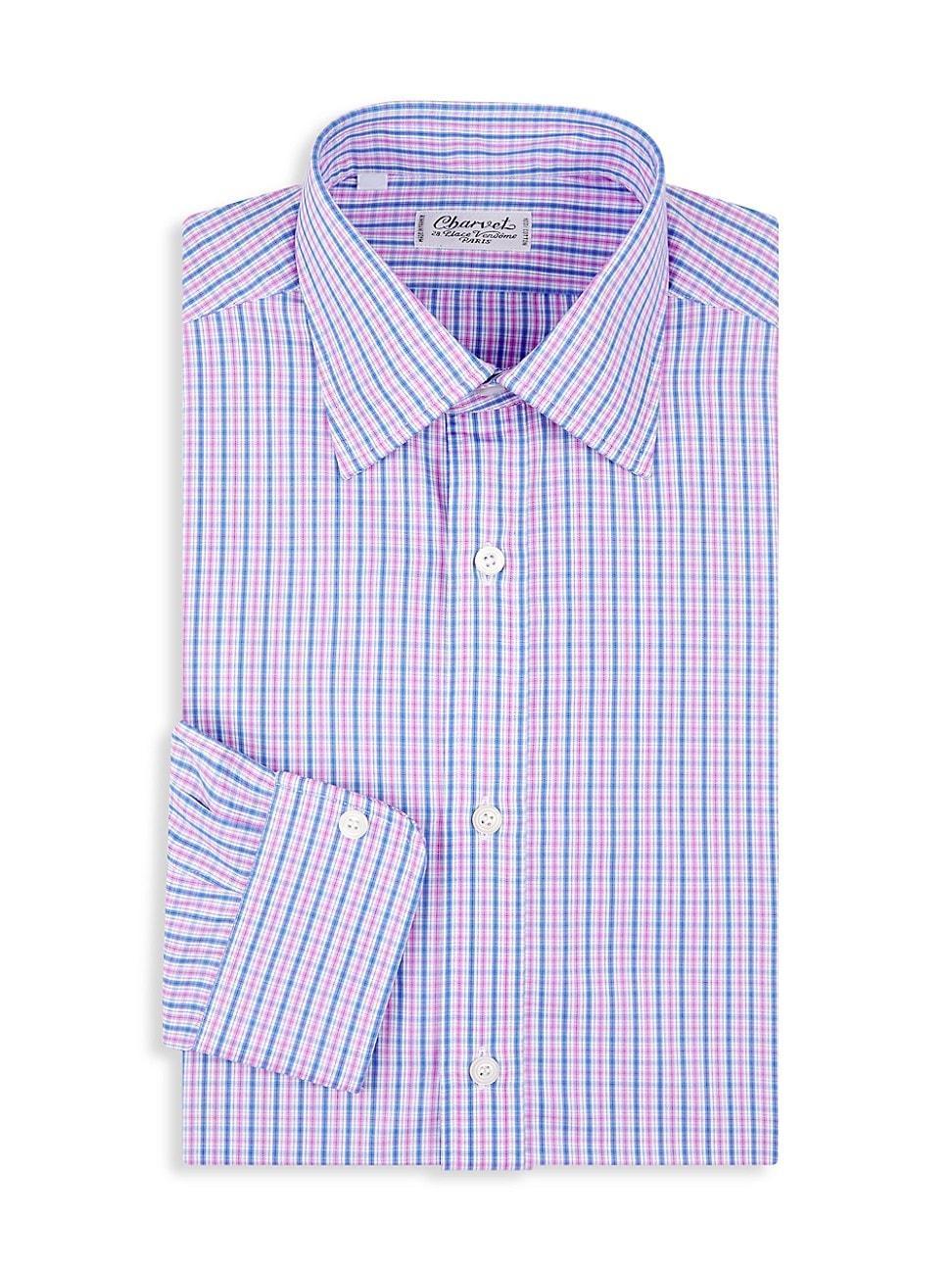 Mens Plaid Cotton Chambray Dress Shirt Product Image