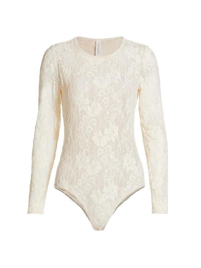 Womens Lace Long-Sleeve Bodysuit Product Image