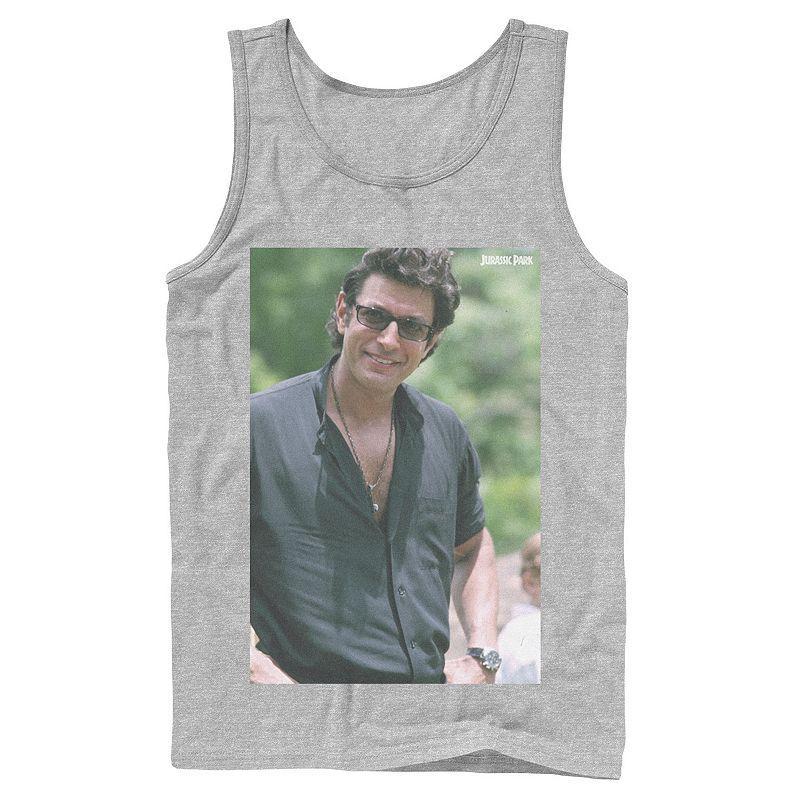 Mens Jurassic Park Jeff Goldblum Smile Poster Style Tank Top Athletic Grey Product Image