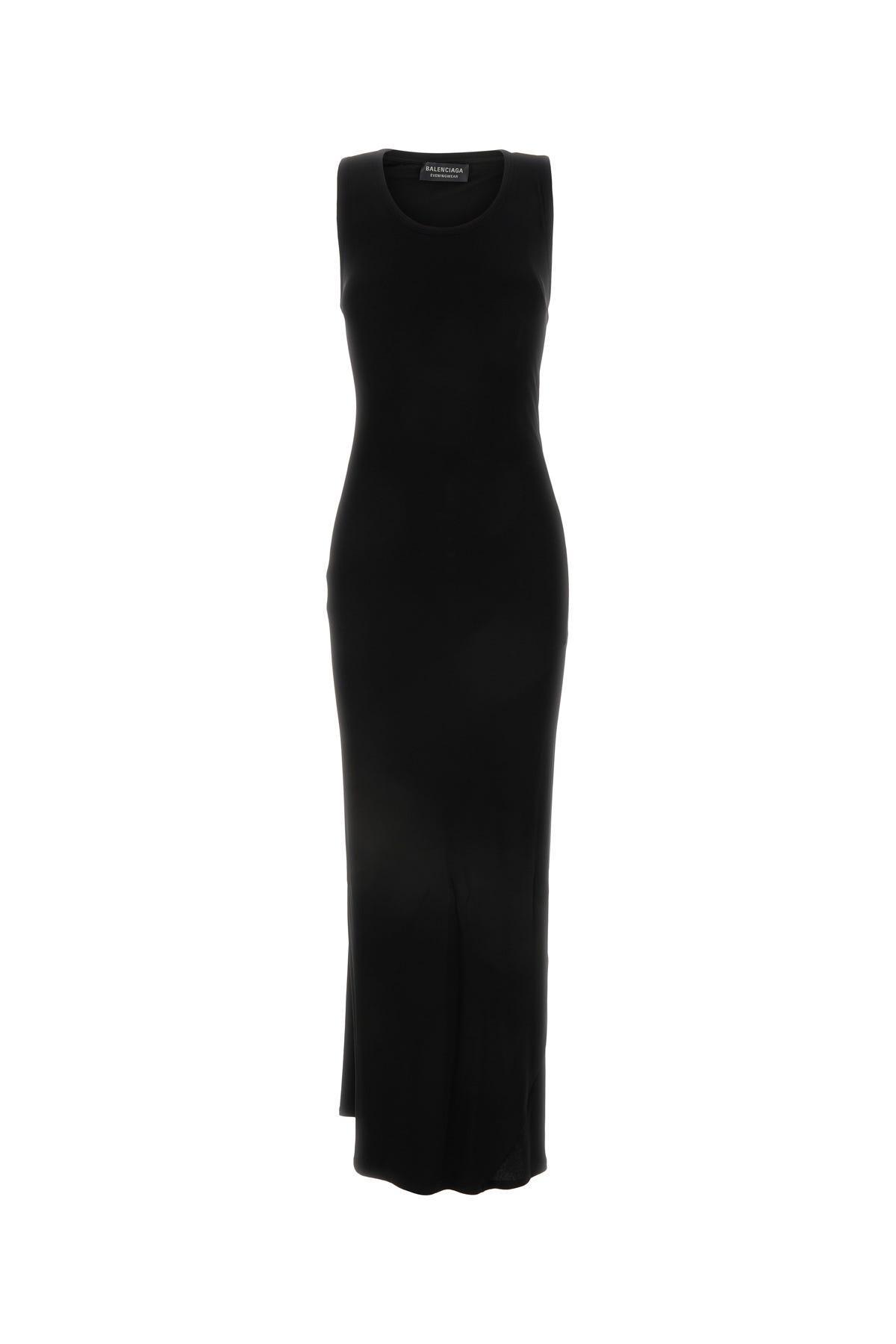 BALENCIAGA Ribbed-knit Sleeveless Dress In Black Product Image