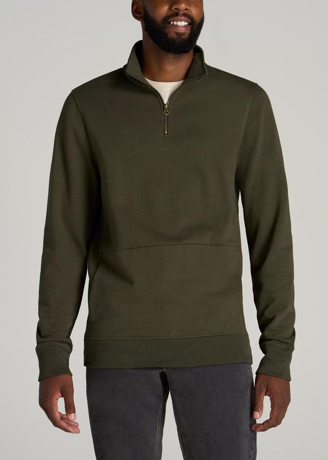 LJ&S Heavyweight Quarter-Zip Men's Tall Pullover in Vintage Thyme Green Male Product Image