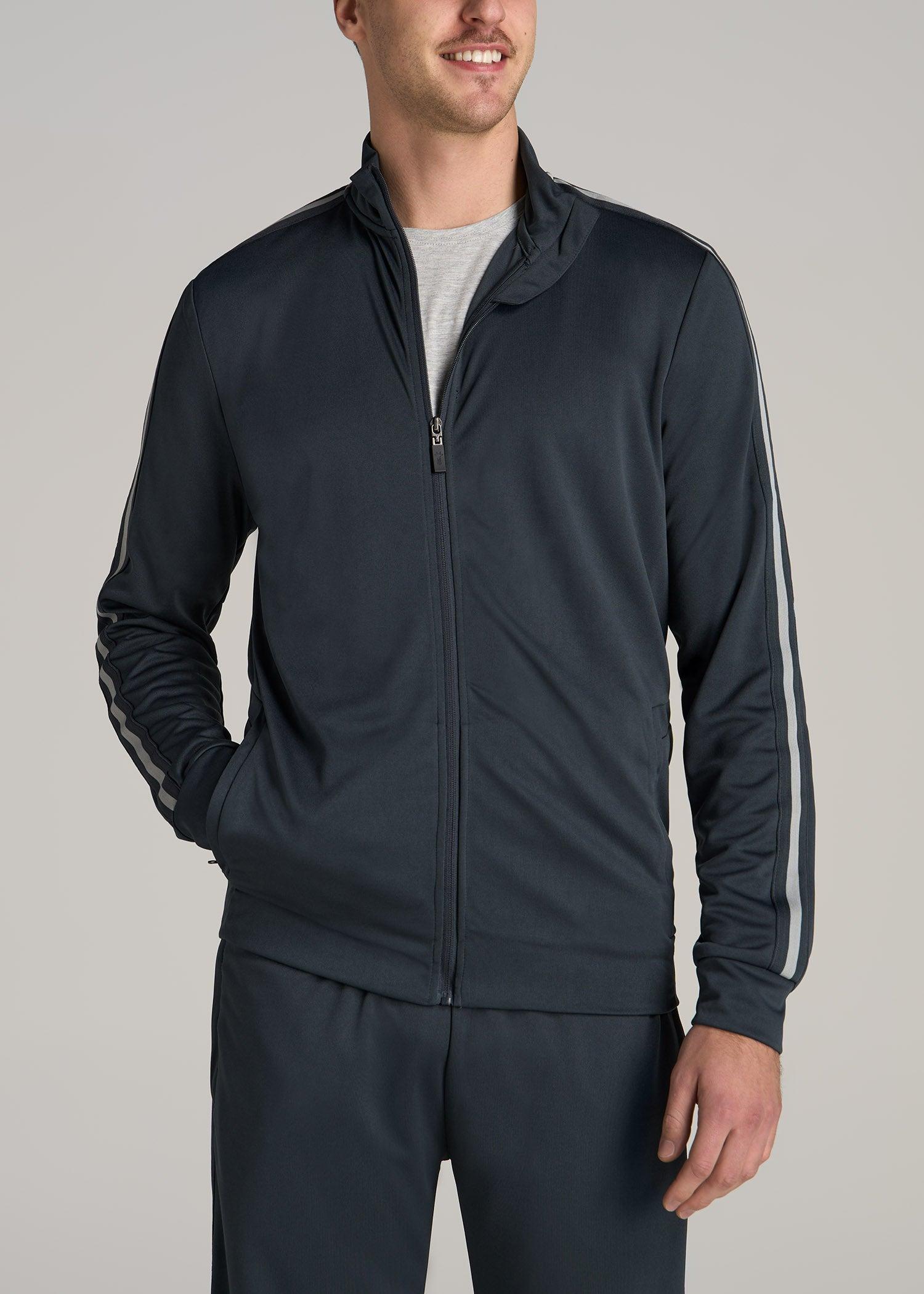 Athletic Stripe Tall Men's Jacket in Storm Grey Stripe Product Image