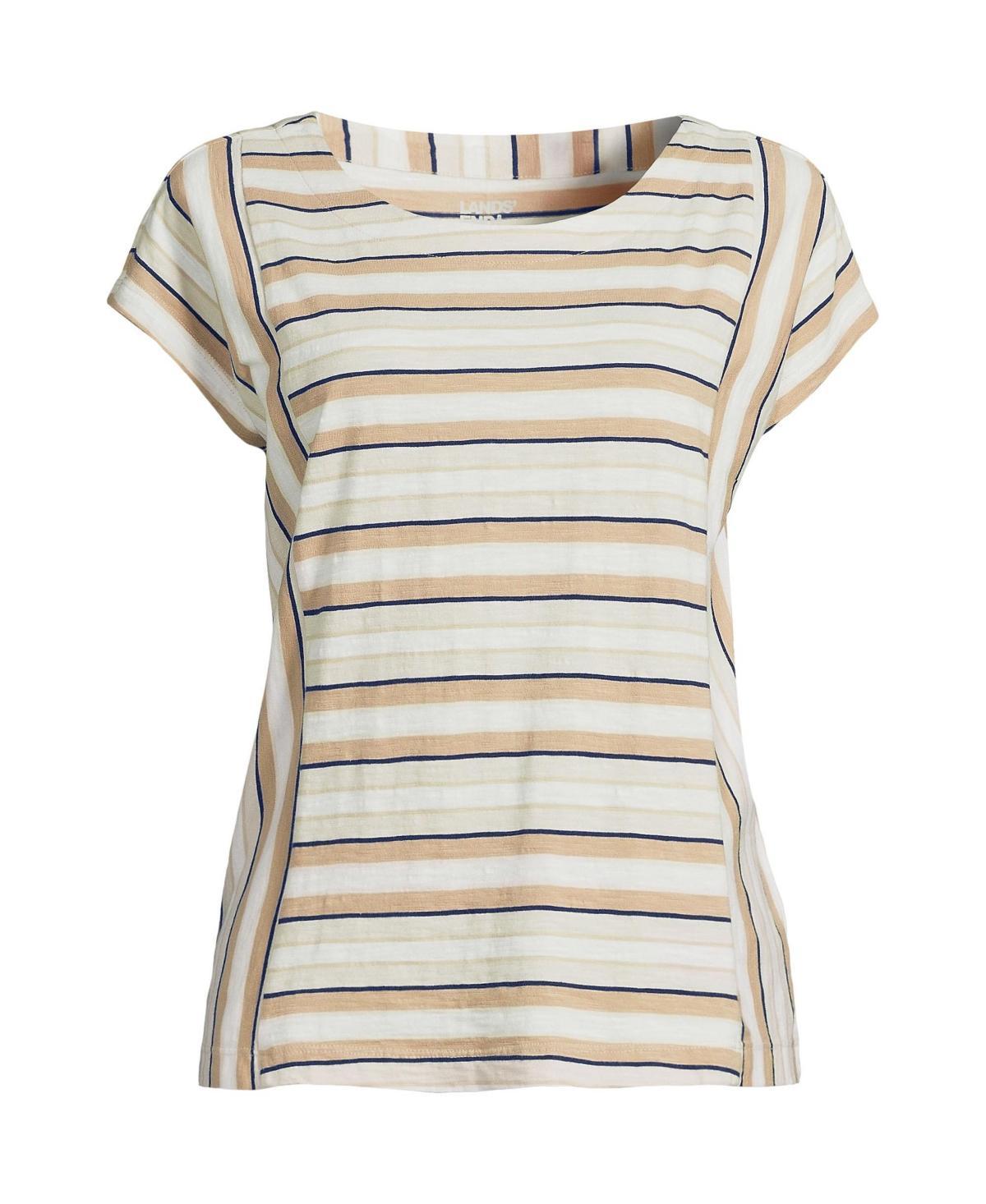 Womens Lands End Slub Tee Grey Team Stripe Product Image