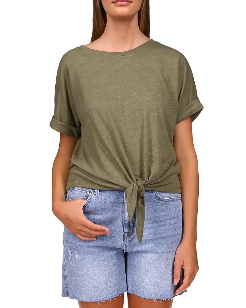 Sanctuary All Day Tie Waist Crew Neck Short Rolled Sleeve Tee Shirt Product Image