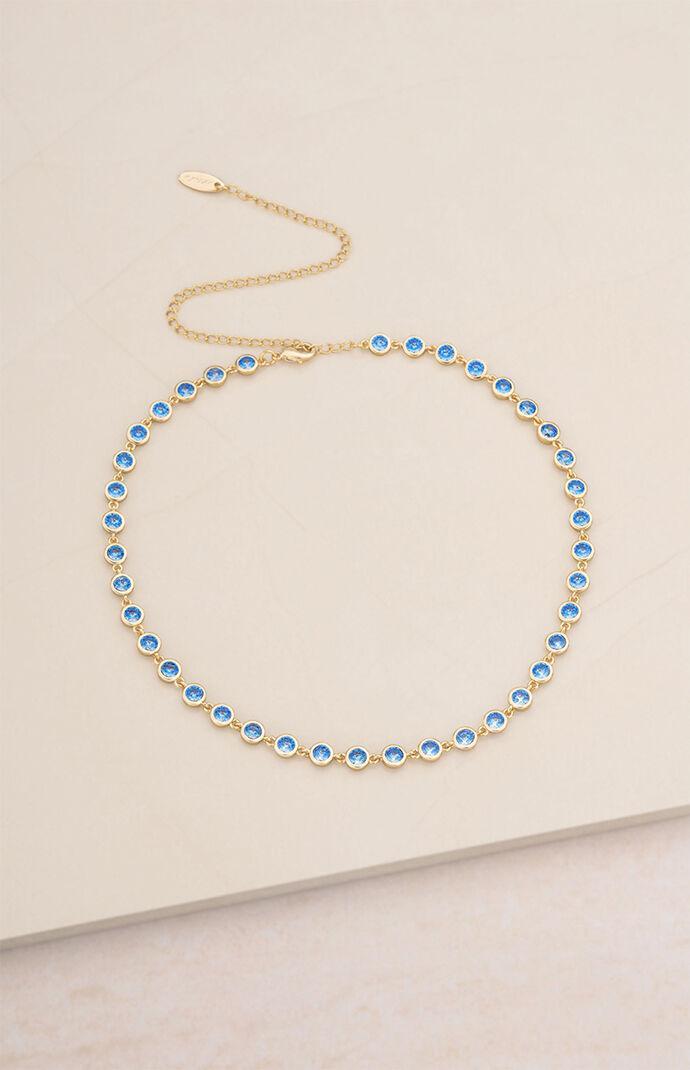 Ettika Womens Crystal Disc Necklace - Blue Product Image