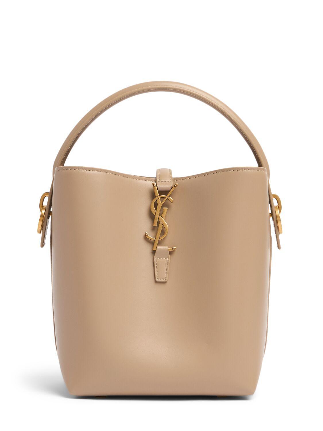 Small Le 37 Leather Bucket Bag In Brown Product Image