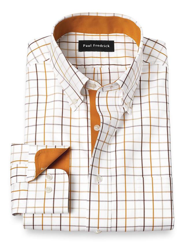 Non-iron Cotton Check Dress Shirt With Contrast Trim Product Image