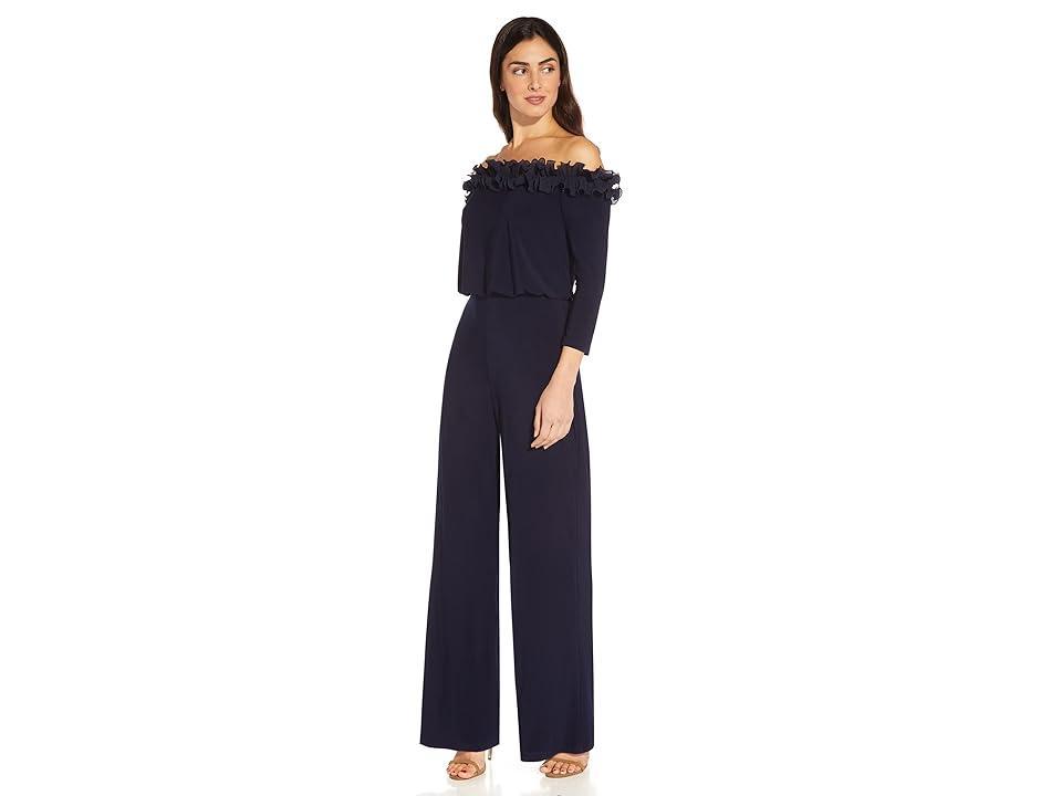 Adrianna Papell Ruffle Blouson Long Sleeve Jumpsuit Product Image