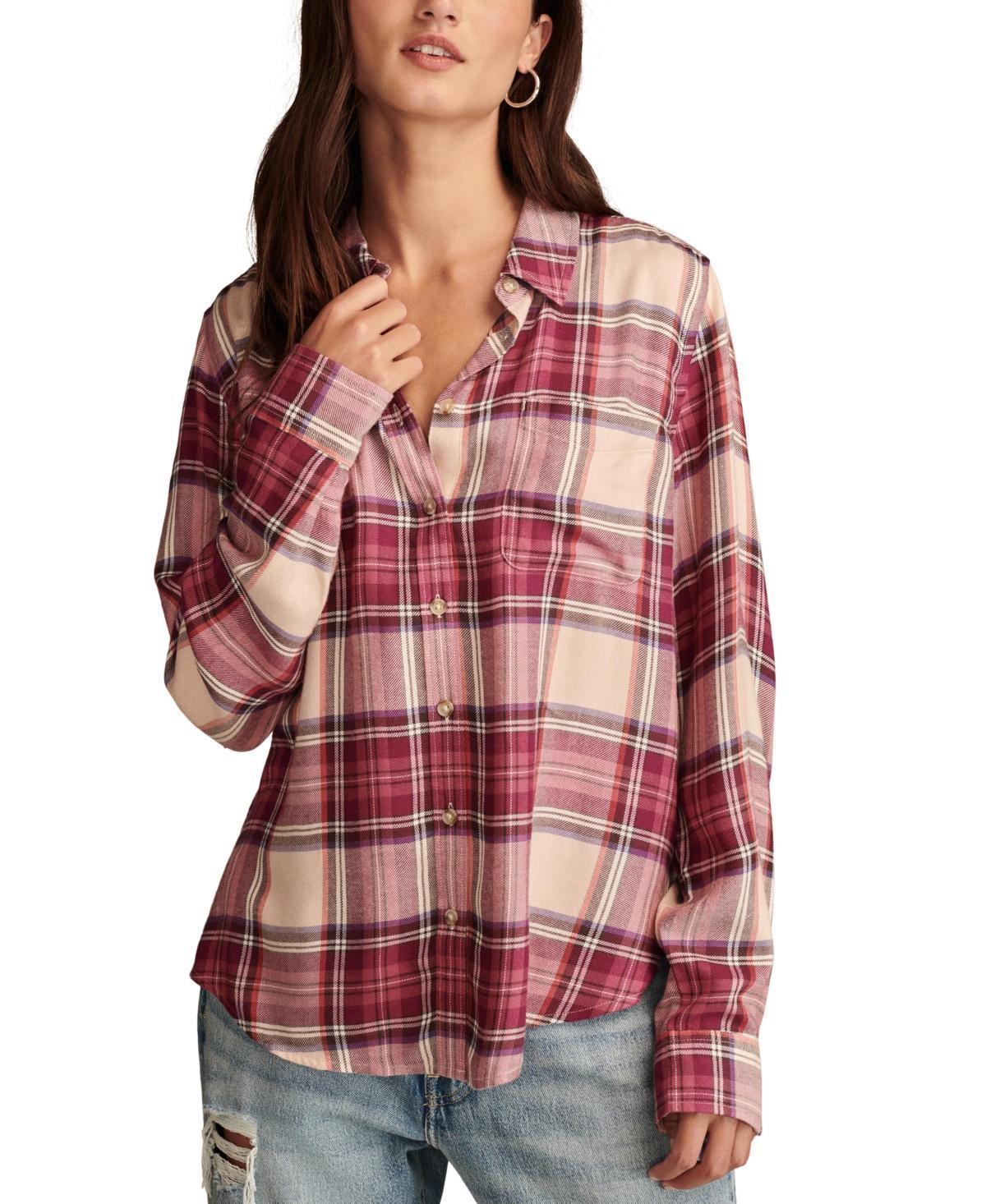 Lucky Brand Womens Cloud Plaid Boyfriend Shirt Product Image