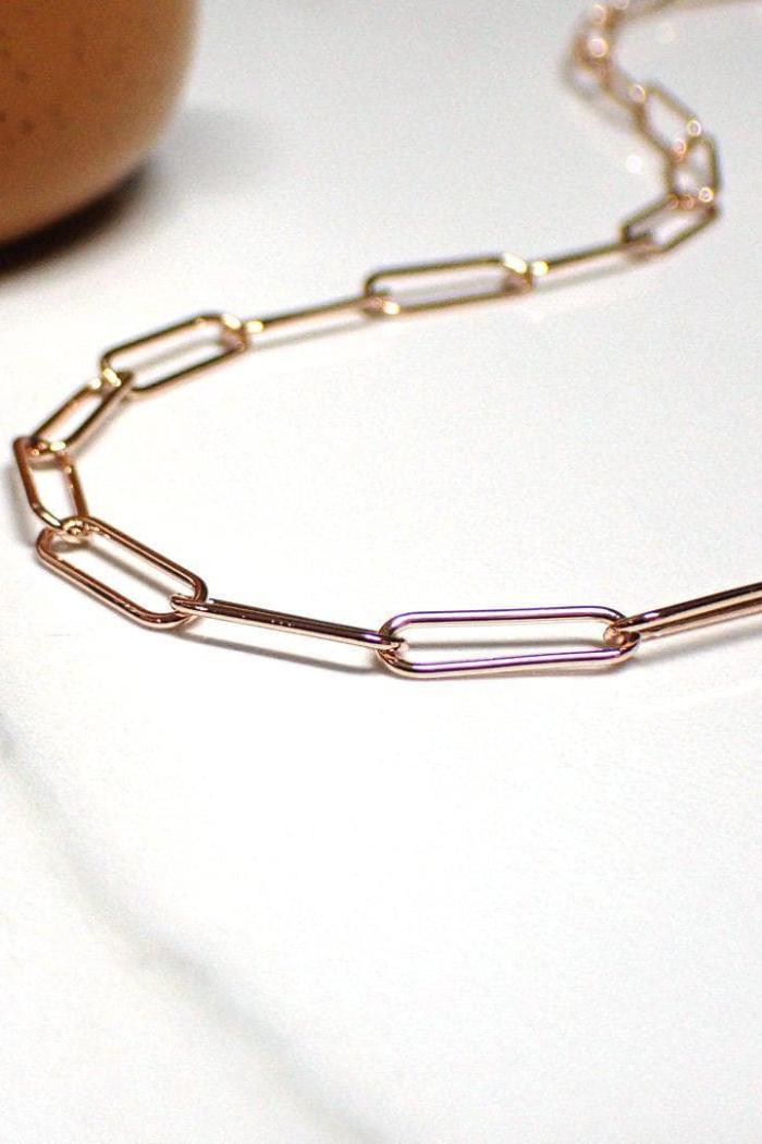 Paperclip Chain Necklace - Gold Product Image