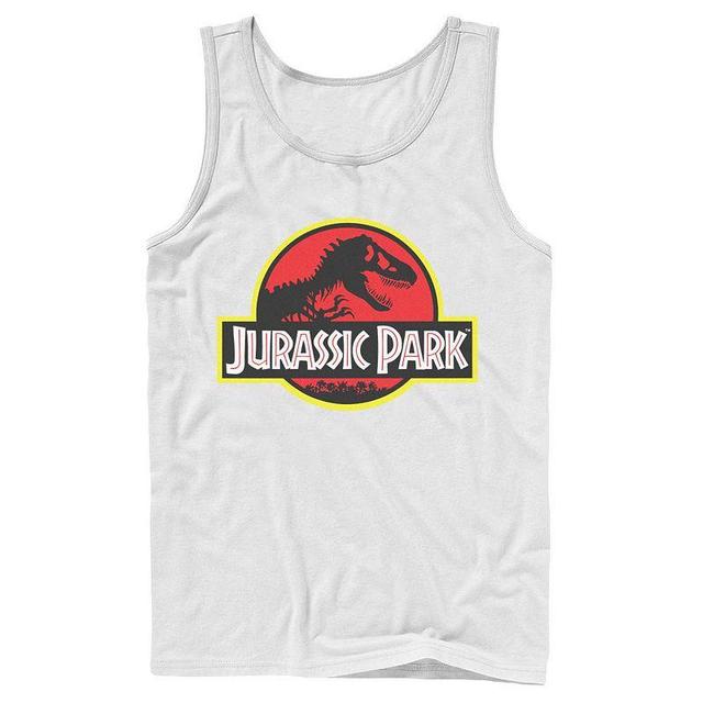 Mens Jurassic Park Red & Yellow Outline Logo Graphic Tank Top Product Image