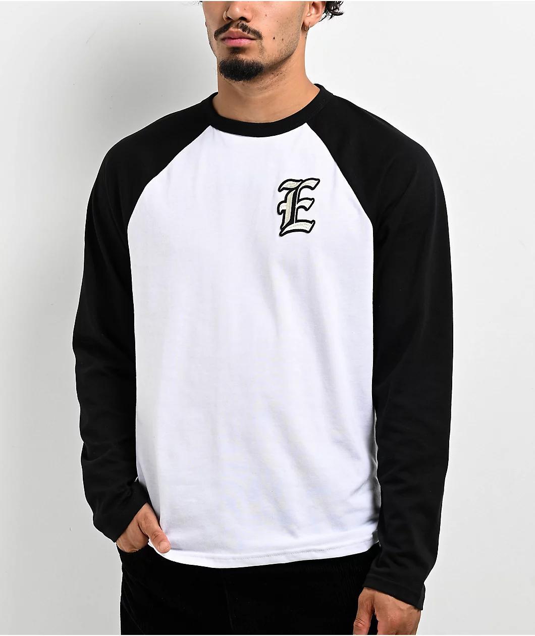 Empyre Republic Black & White Raglan Long Sleeve T-Shirt Product Image