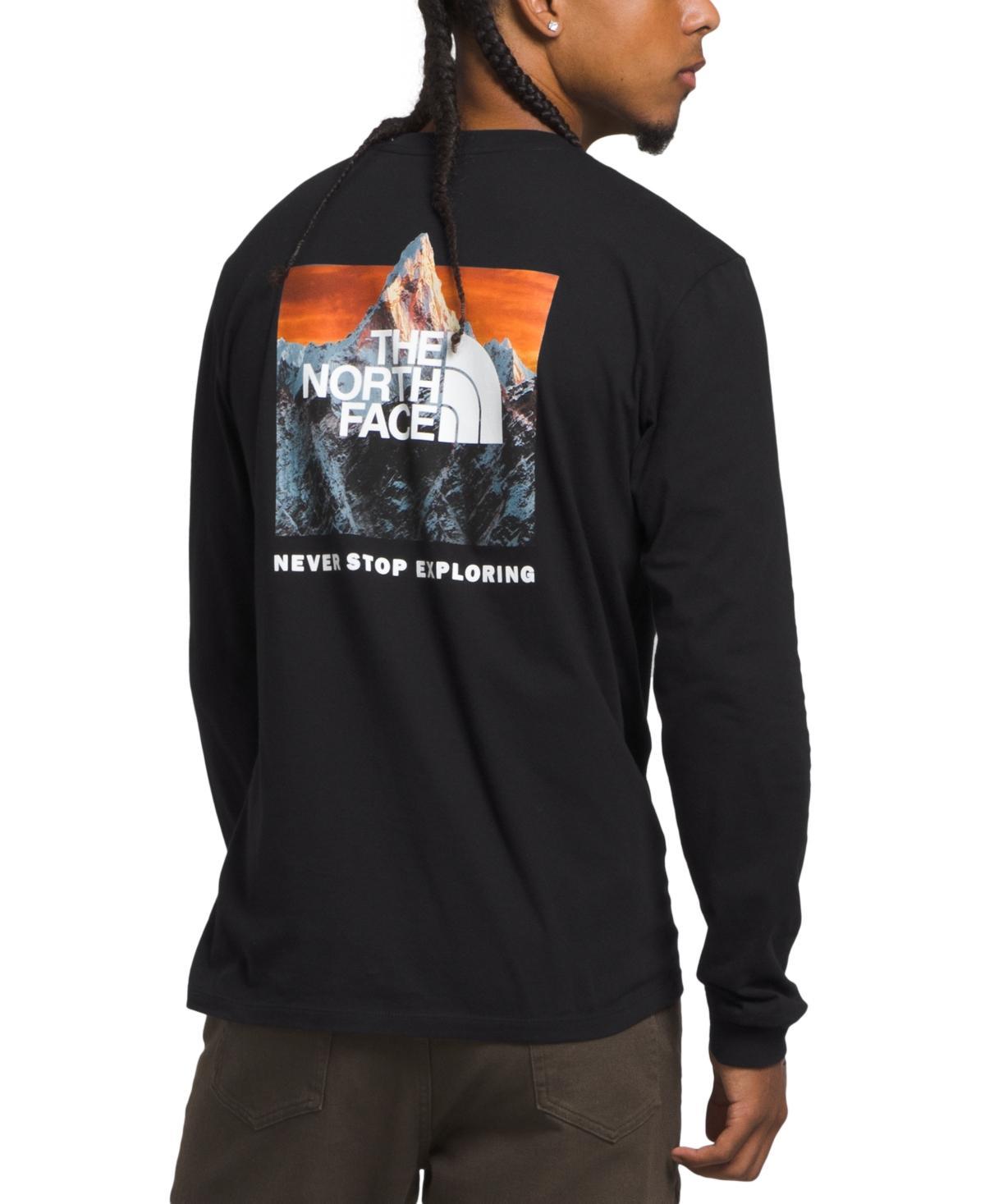 The North Face Mens Box Nse Standard-Fit Logo Graphic Long-Sleeve T-Shirt - Tnf White Product Image