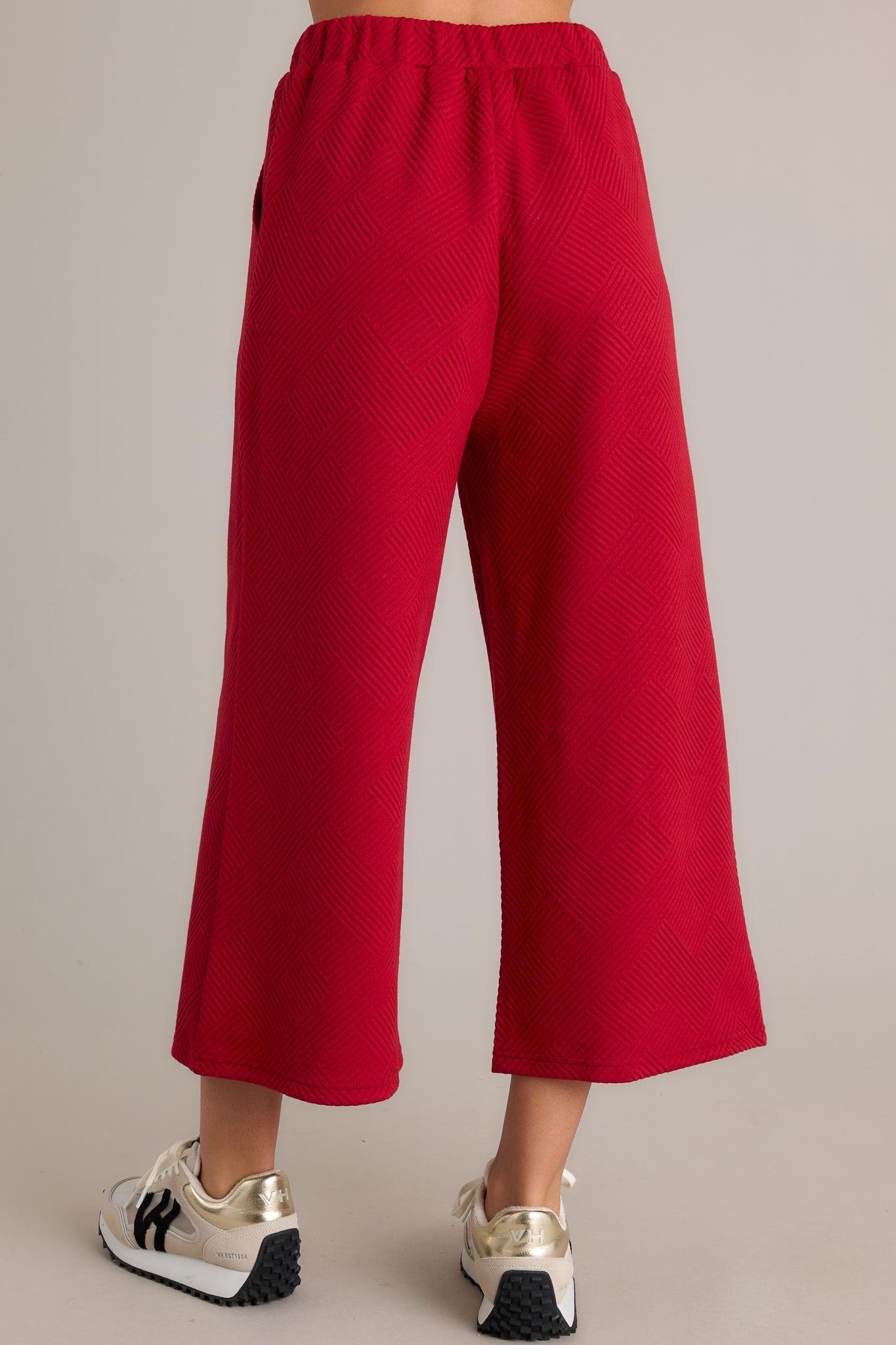 Tell Me Scarlet Red Cropped Textured Pants Product Image