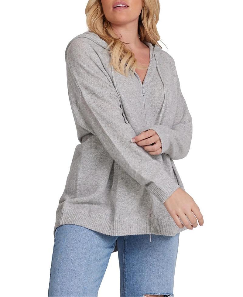 Minnie Rose V-neck Cashmere Zip Hoodie Product Image