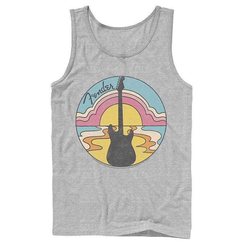 Mens Fender Groovy Sunset Logo Tank Top, Mens Athletic Grey Product Image