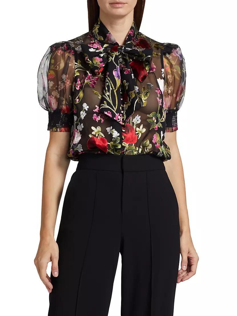 Brentley Floral Ruffled Tieneck Blouse Product Image