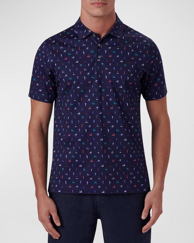 Mens OoohCotton Tech Golf-Print Polo Shirt Product Image