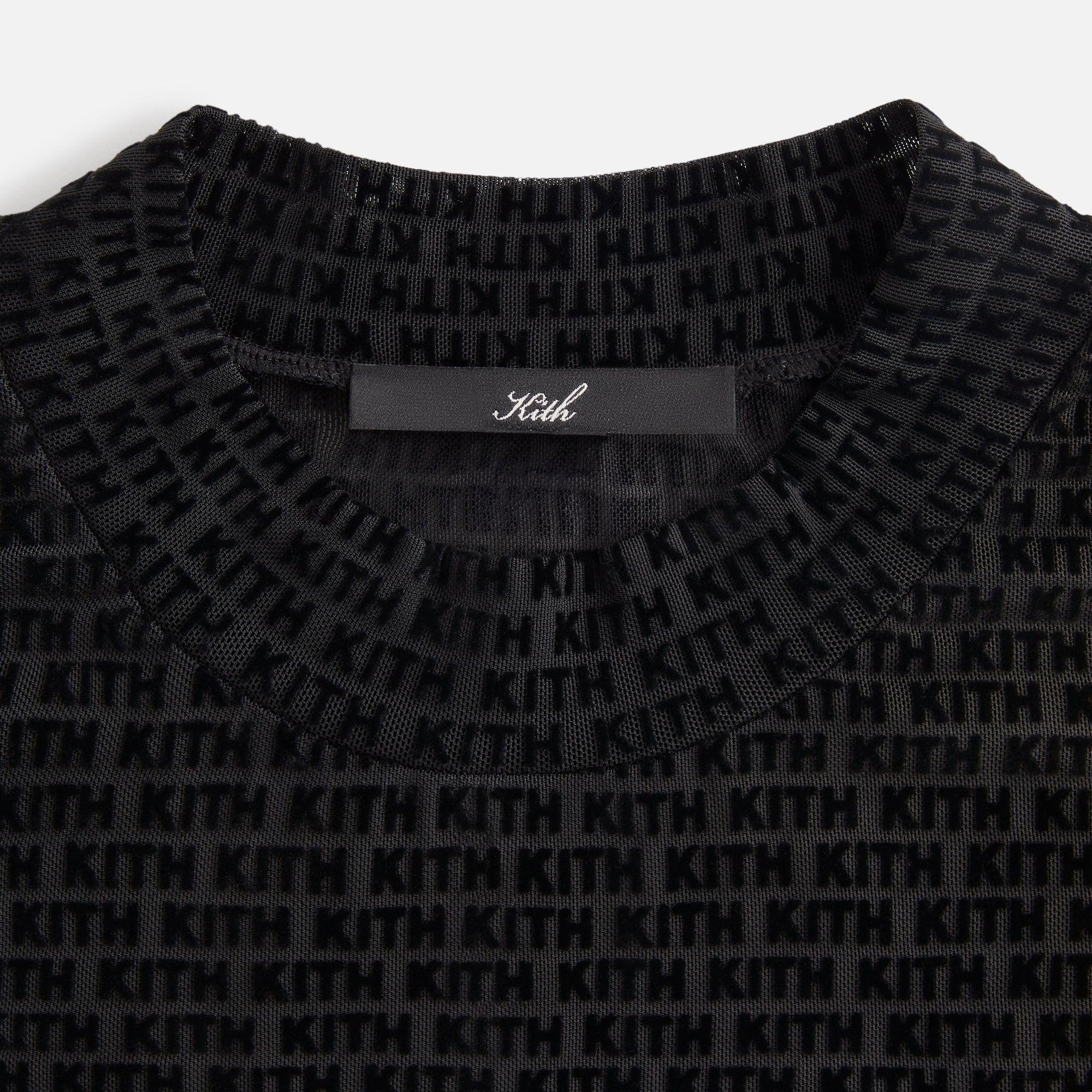 Kith Women Mulberry Monogram Mesh Long Sleeve Tee - Black Female Product Image