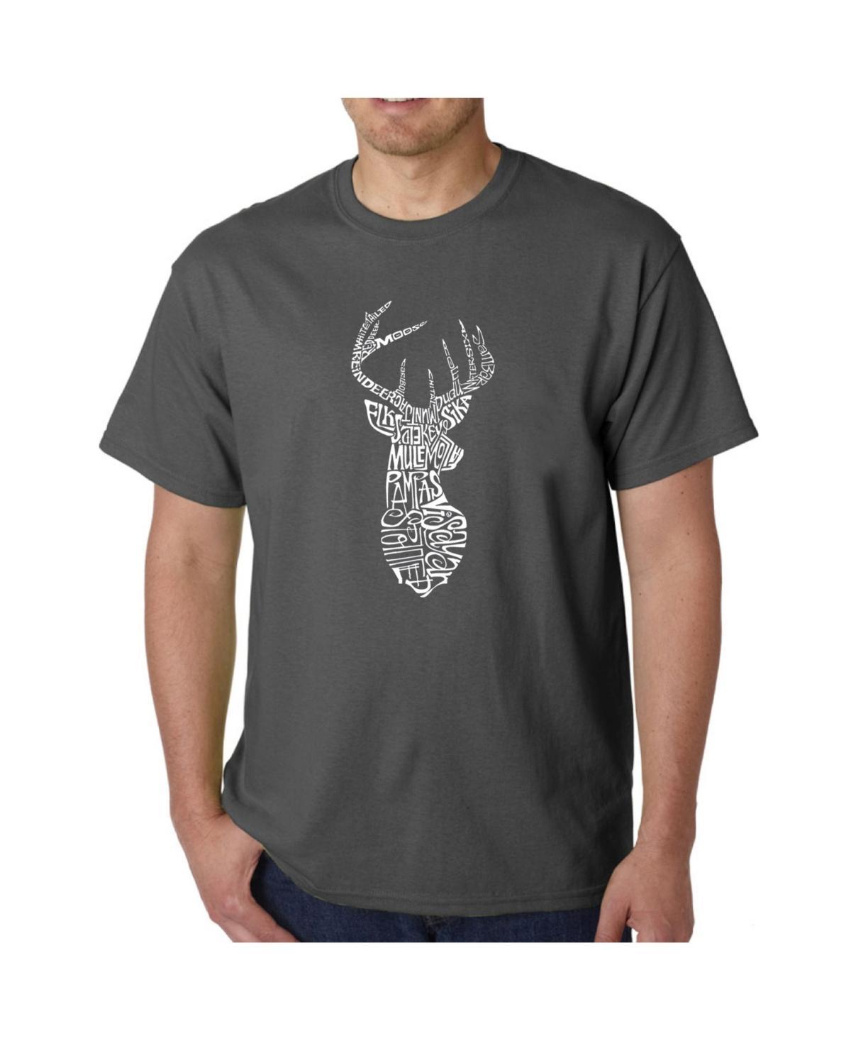 La Pop Art Mens Word Art T-Shirt - Types of Deer Product Image