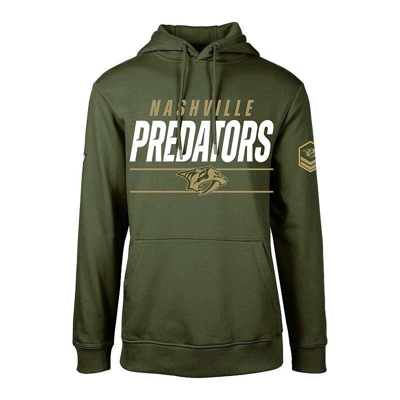 Mens Levelwear Olive Nashville Predators Podium Fleece Pullover Hoodie Product Image