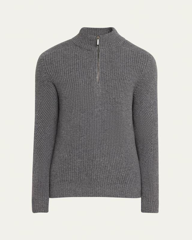 Mens Century Stonewashed Cashmere Half-Zip Sweater Product Image