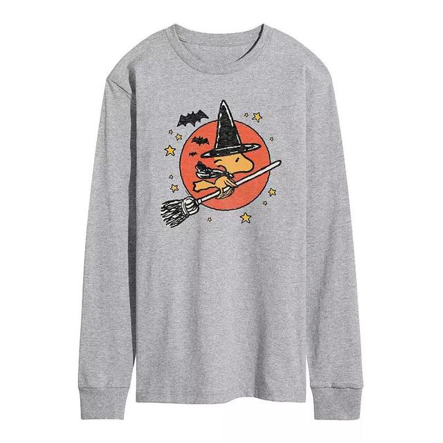 Mens Peanuts Woodstock Witch Long Sleeve Graphic Tee Grey Gray Product Image